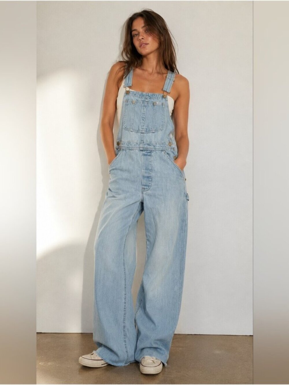 Lee Vintage Light Wash Denim Overalls in Pale Blue